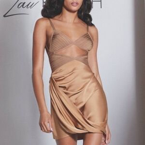 Herve Leger X Law Roach Draped Cutout Mini Dress NEW Size 8 Honey